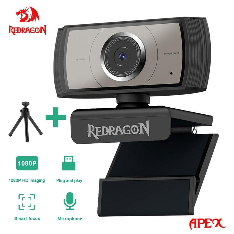 Webcam, Redragon GW900, 1080p, 30FPS, Microfone Embutido, Com Tripé - Honor Tech