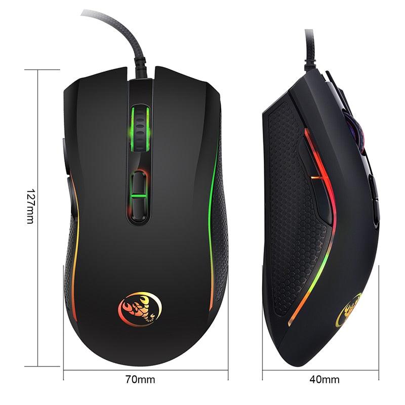 Mouse Com Fio, HXSJ A869, 7 Botões, 3200DPI, RGB - Honor Tech